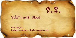 Váradi Ubul névjegykártya